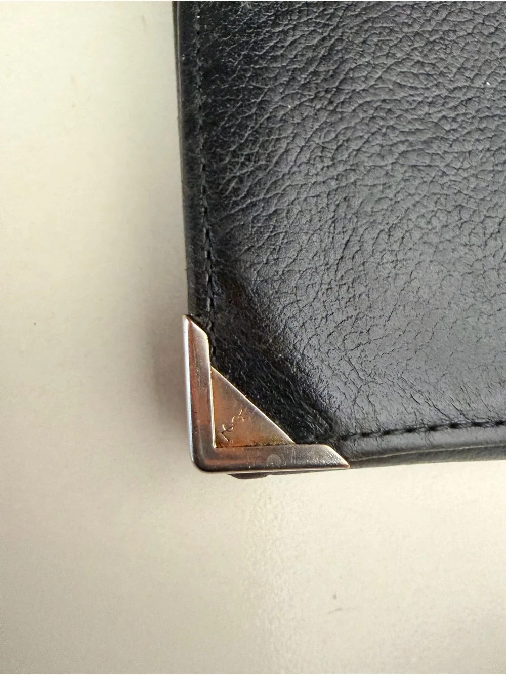Saint Laurent Black Leather Continental Wallet with Silver Corner Accents